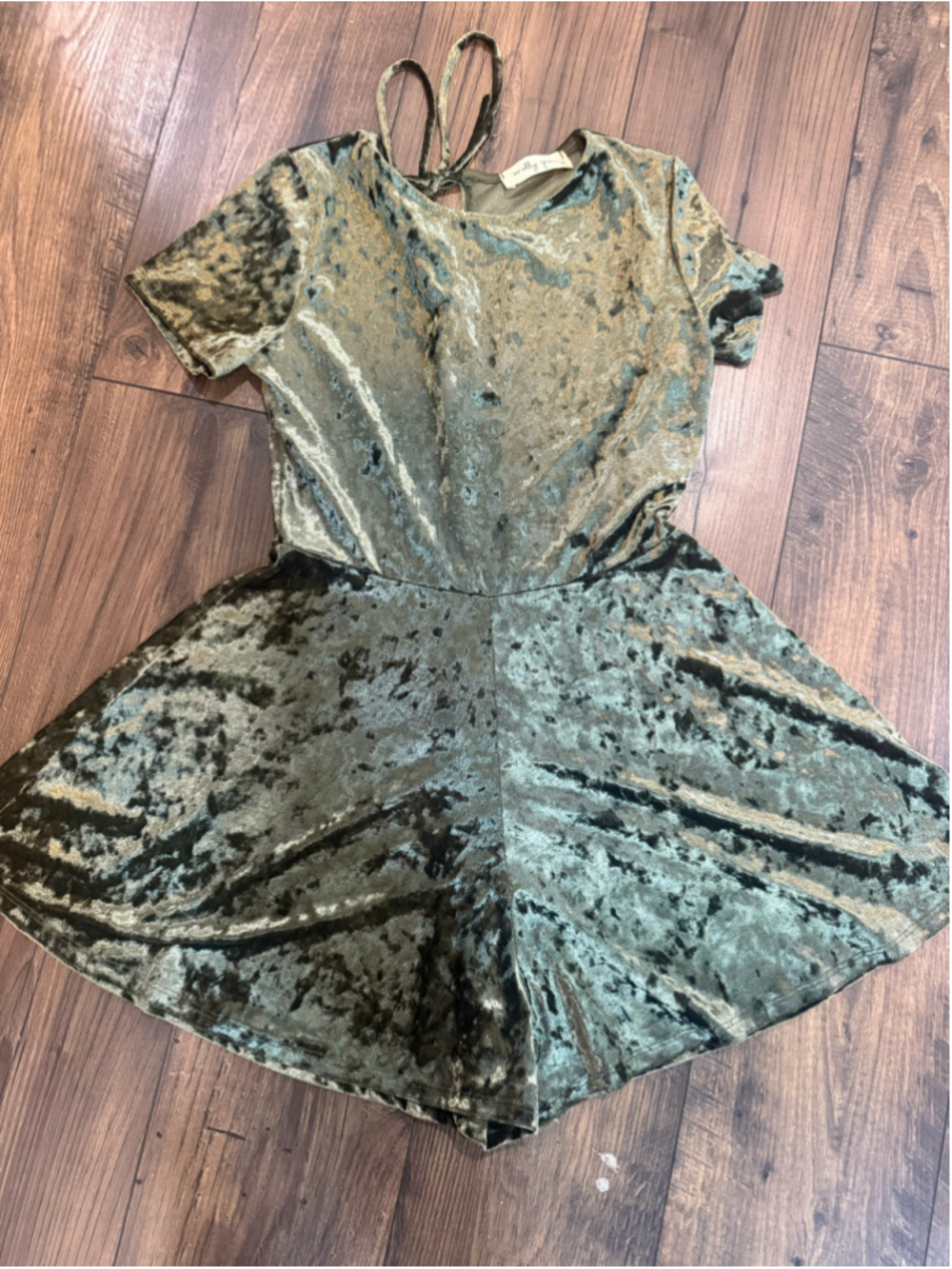Molly Green Crushed Green Velvet Romper Small
